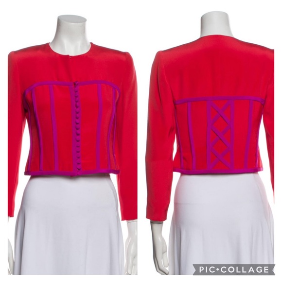 Carolina Herrera corset silk Red Jacket Blazer 4